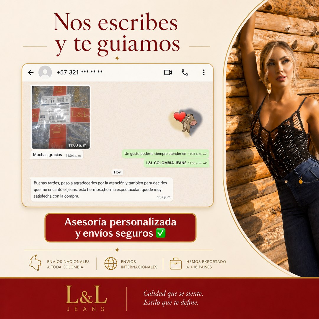 Clienta de L&L Jeans: asesoría personalizada y envíos seguros